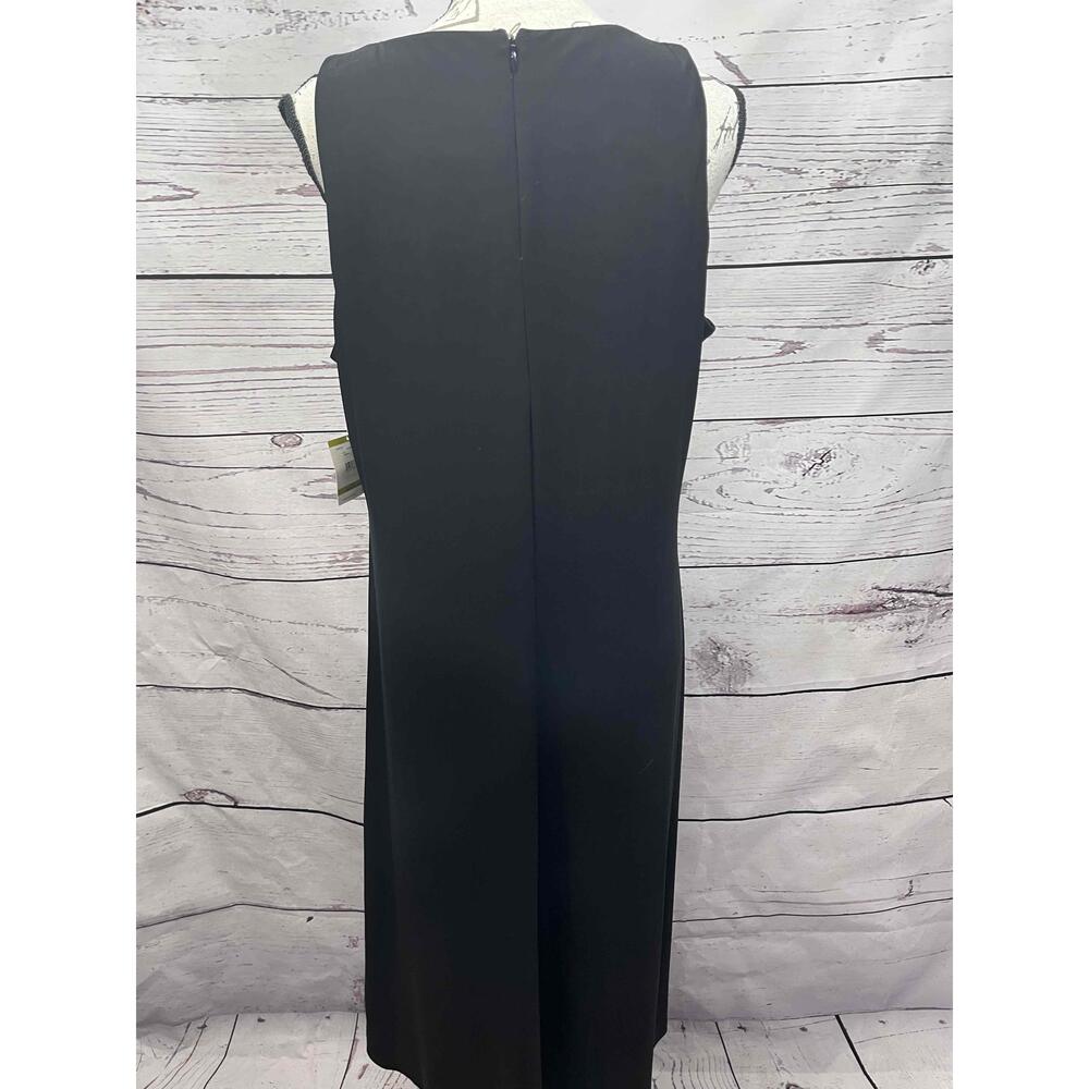 NWT Anne Klein Black Floral A-Line Dress Sleeveless Size 14 - Picture 6 of 6